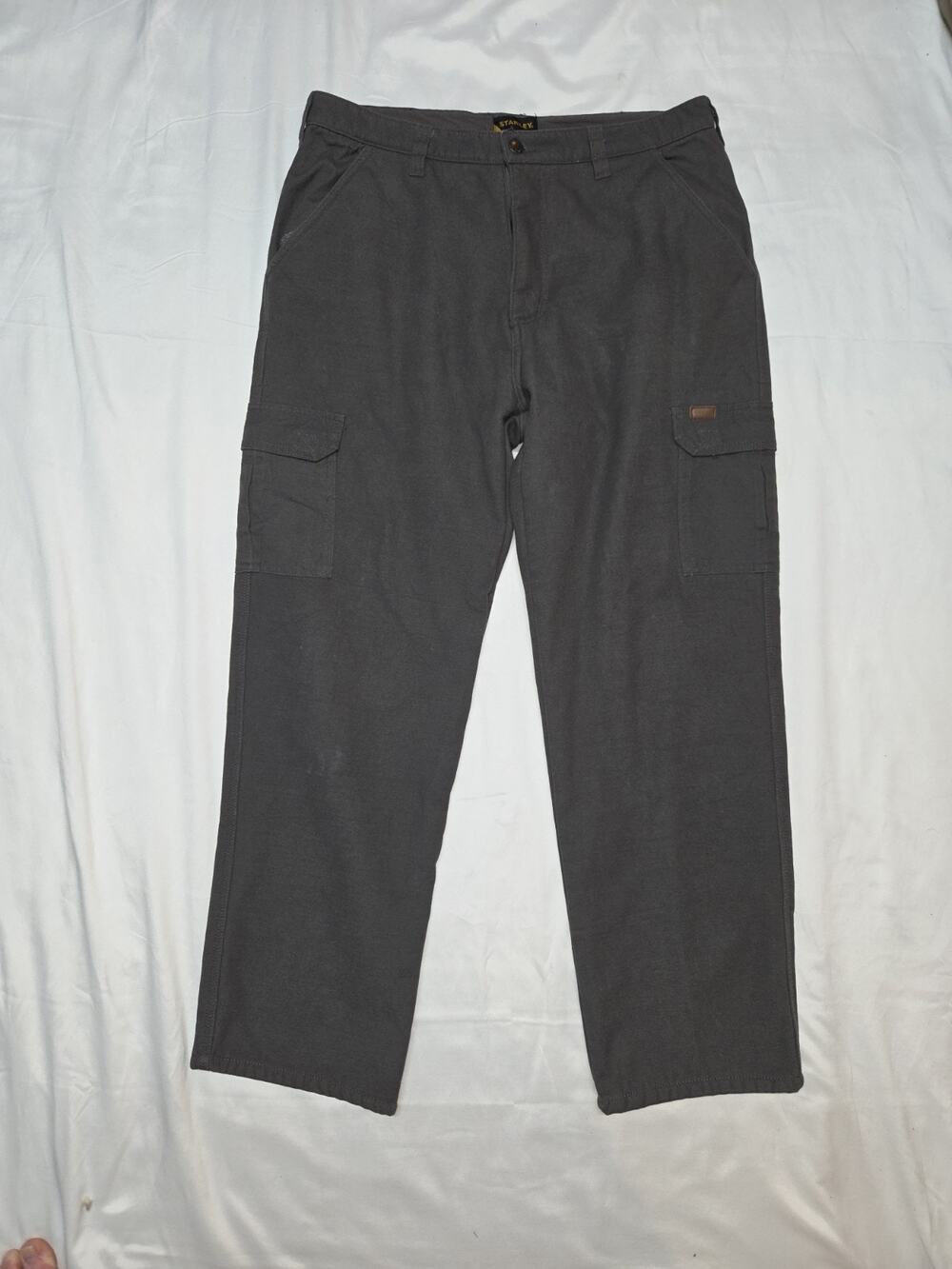 Stanley Men's Insulated Work Carpenter Pants 36x32 Fleece Lined Black